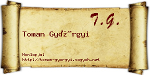 Toman Györgyi névjegykártya