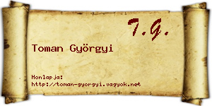 Toman Györgyi névjegykártya